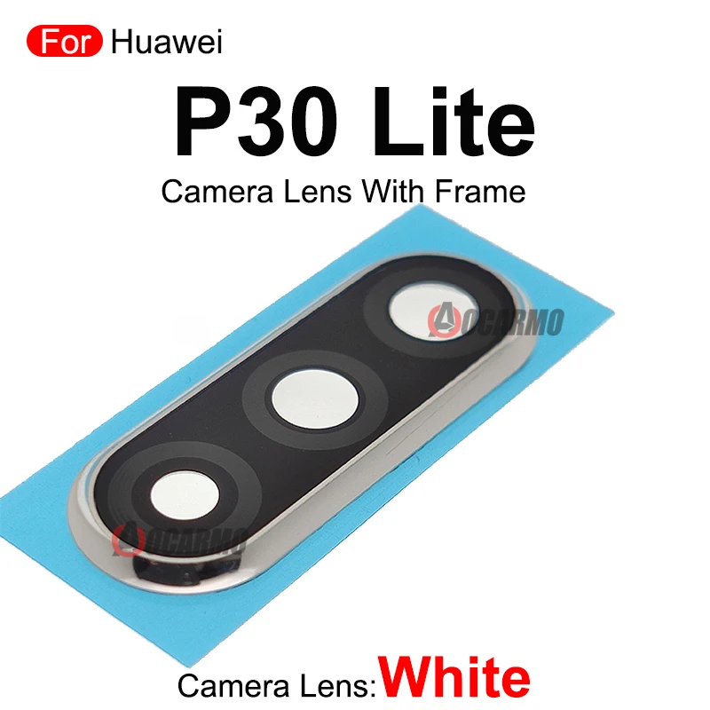 1Pcs White Blue Black Back Camera Lens With Frame With Adhesive Repair For Huawei P30 Lite Pro P30Lite P30Pro Replacement Parts