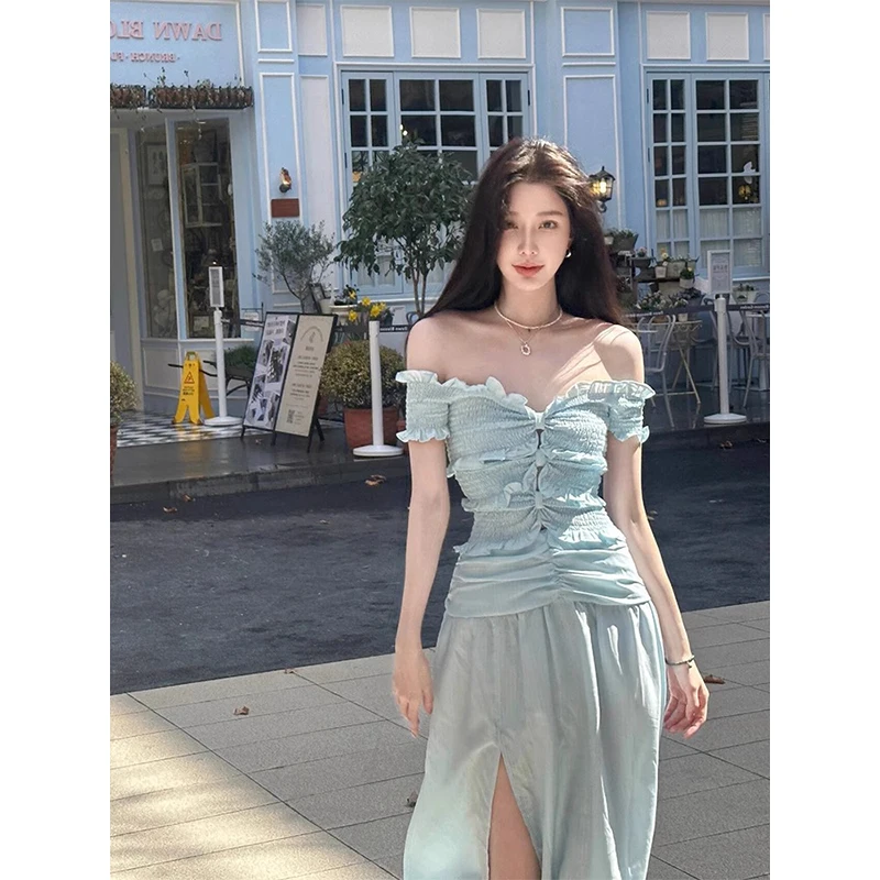 Summer Fashion Elegant Backless Print Slip Dress Female Long Sexy Evening Party Vacation Pleated Dresses Chic Boho Vintage