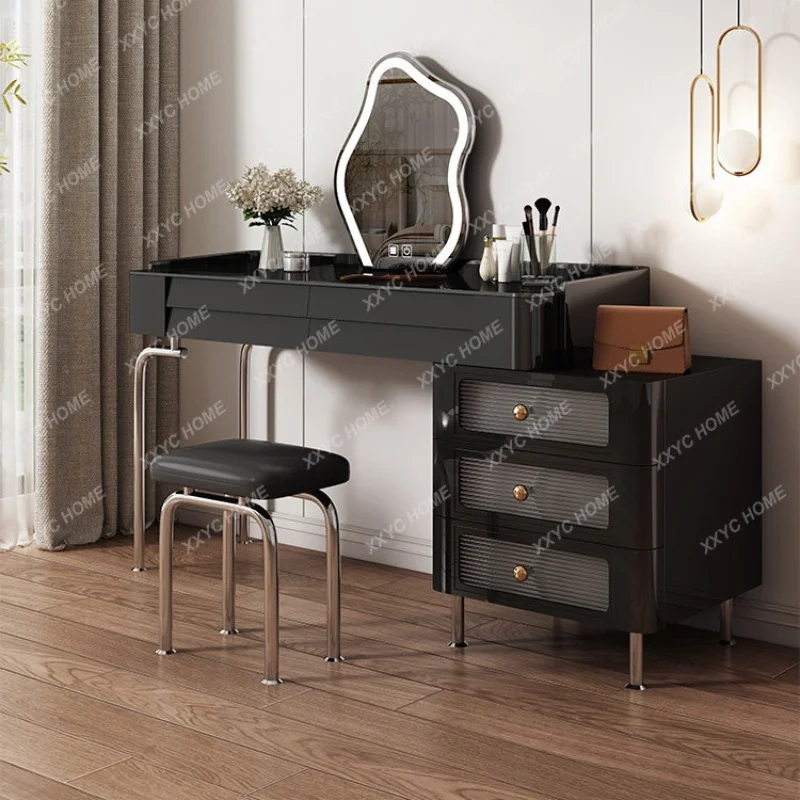 

Modern Minimalist Black Dresser Chest of Drawers Makeup Table Light Luxury Bedroom Advanced Solid Wood Dresser