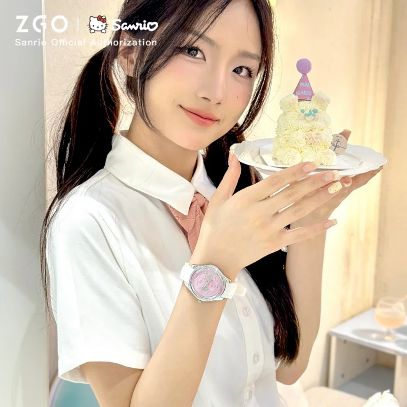 ZGO x Sanrio HelloKitty 50th Anniversary Limited Ladies Watch Quartz alloy WristWatch Birthday Gift Luminous Waterproof 2302