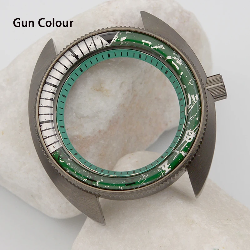 Gun Colour Men's Watch Case Design 6105 6309 Turtle Abalone Watch Fit Japan nh34 4R36 NH35 NH36 Movement 316L Stainless Steel
