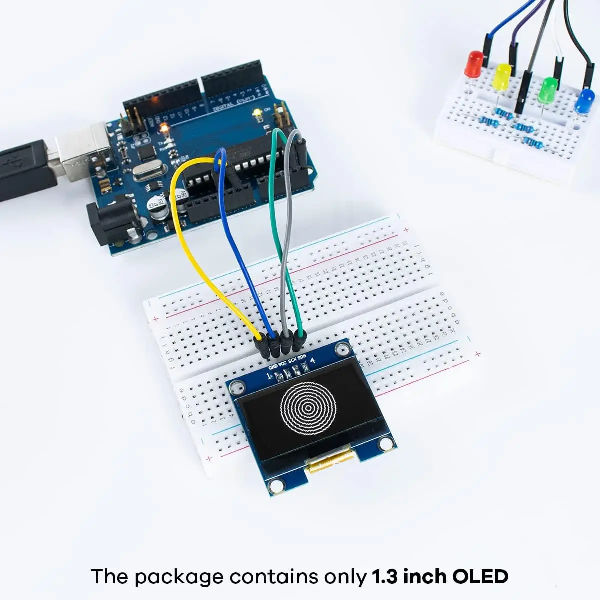 5 peças 1.3 "4 pinos módulo de exibição oled 128x64 pixels iic i2c sh1106 tela compatível com arduino raspberry pi branco azul