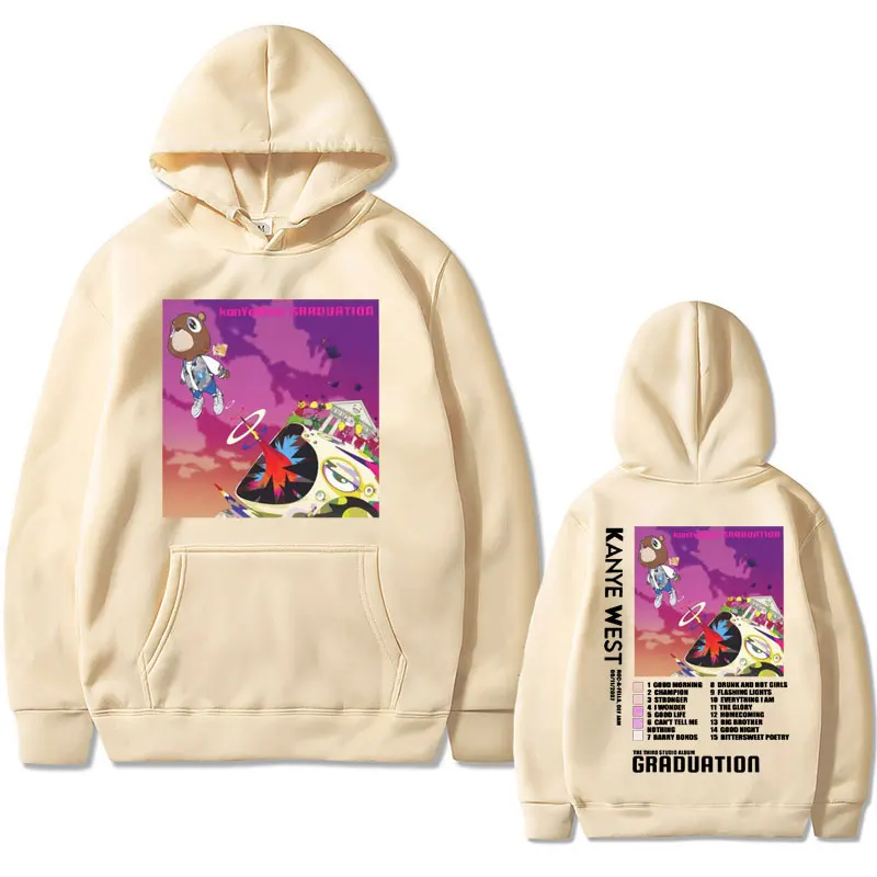 Rapper Kanye West Graduation Graphic Hoodie Male Y2k Streetwear Men Hip Hop Gothic Sweatshirt Male Tops Oversized Men's Hoodies