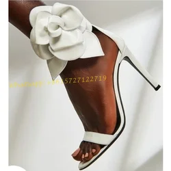 White Flower Wedding Heels Sandals Shoes Open Toe Elegant Women Party Covered Sandals Luxury Women 2022 Summer Vocation Shoes