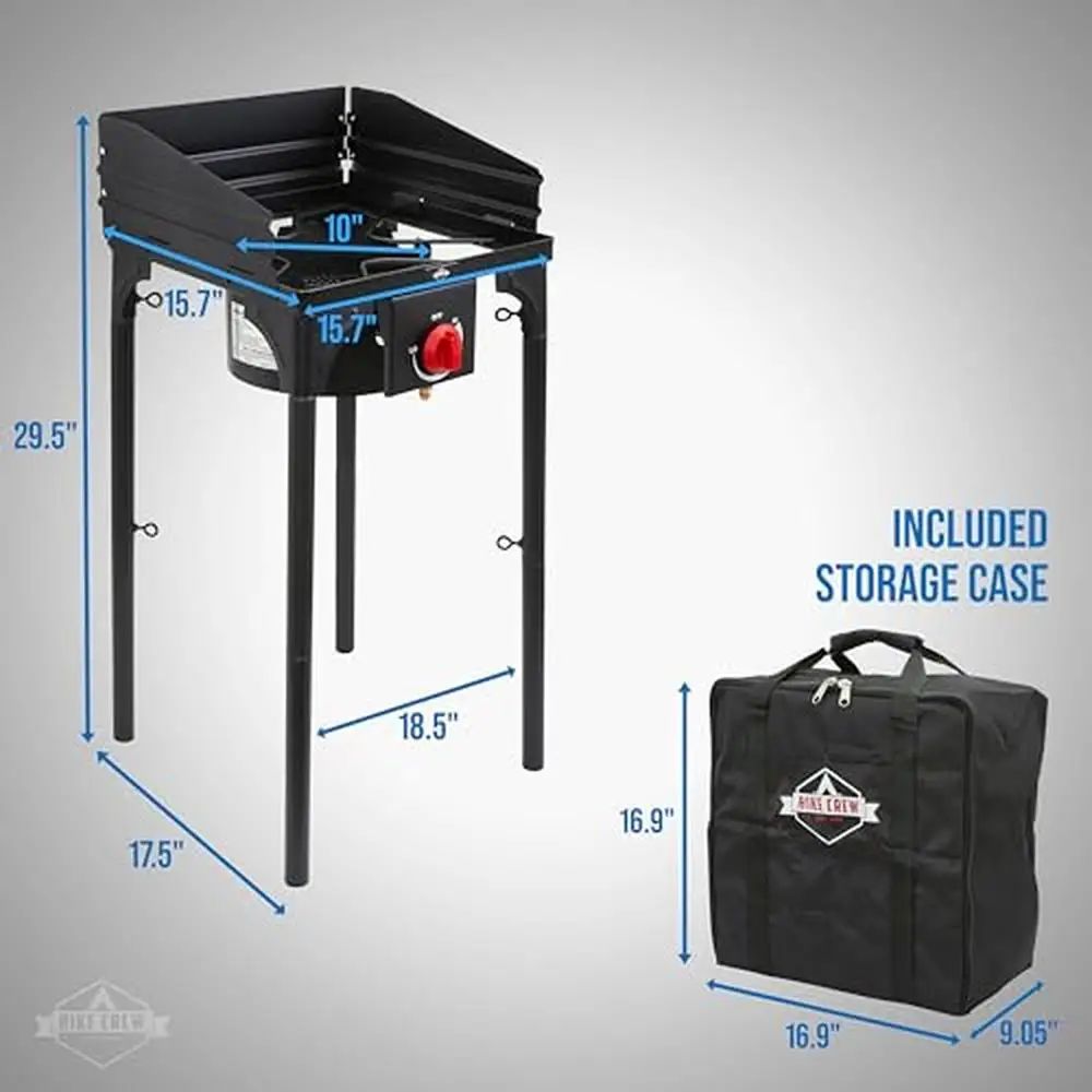 Estufa de gas de doble quemador para exteriores, cocina de hierro fundido de 75.000 BTU con patas extraíbles y paneles de viento