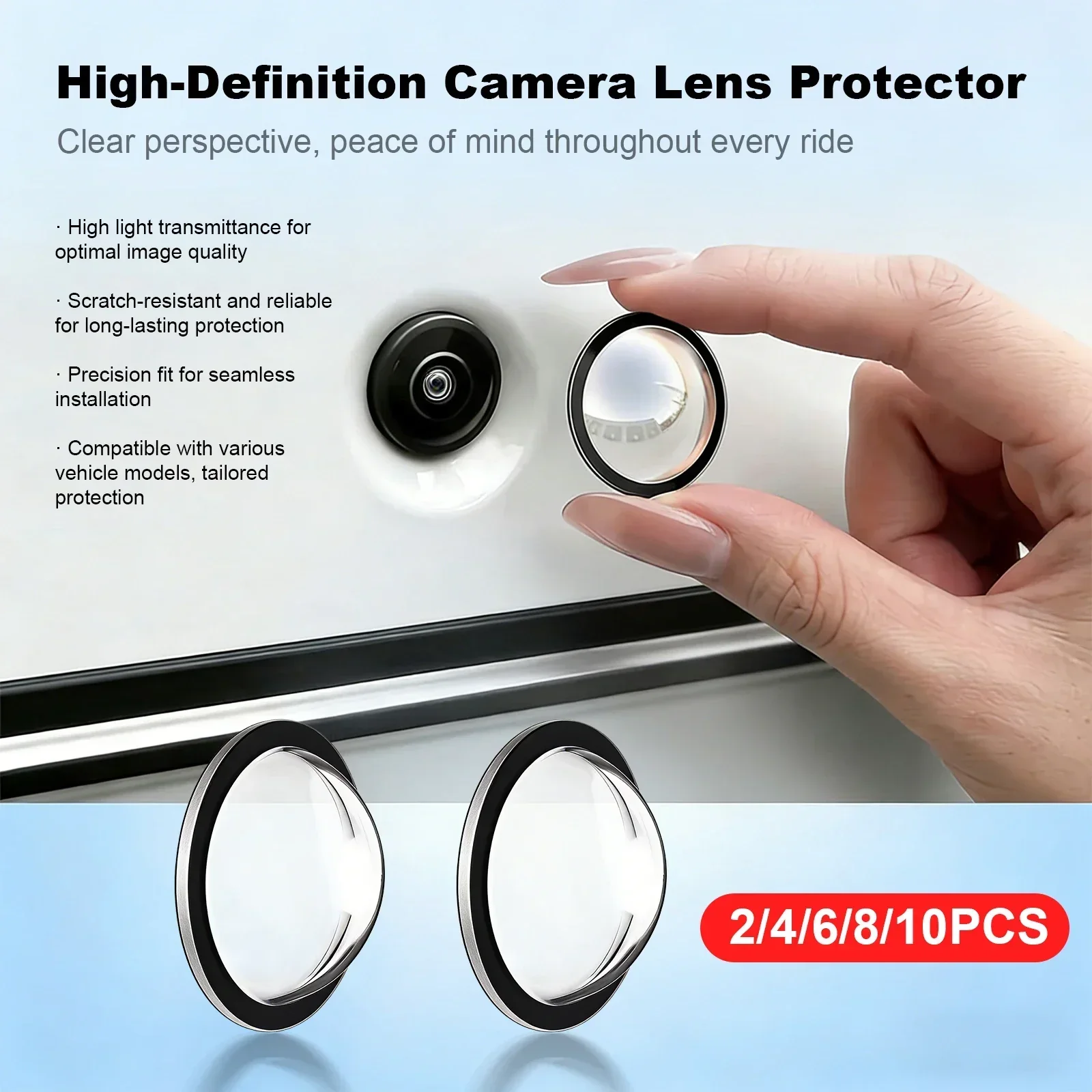 2/10pcs Car Camera Lens Protector for Tesla Model Y Acrylic Protective Cover High-Transparency Design Anti-Scratch