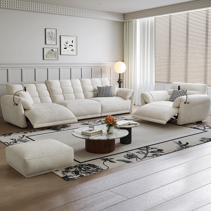 أرائك غرفة المعيشة المصممة باللون البيج بمقعدين أرائك غرفة المعيشة الفاخرة الناعمة الاسكندنافية منتفخة للنوم أثاث منزلي للاسترخاء #3