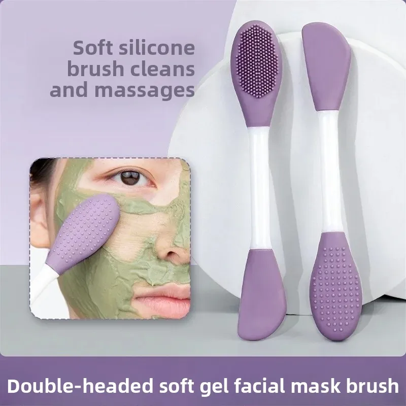 Dual Head Facial Mask Brush with Massage Cleaning Brushs DIY Face Makeup Applicator for Skincare Cosmetic Tools