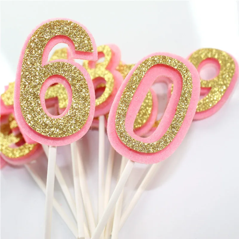 Number Cake Topper one/1/2/3/4/5/6/7/8/9/0 Birthday Anniversary Wedding Party Cake Dessert Insert Decoration