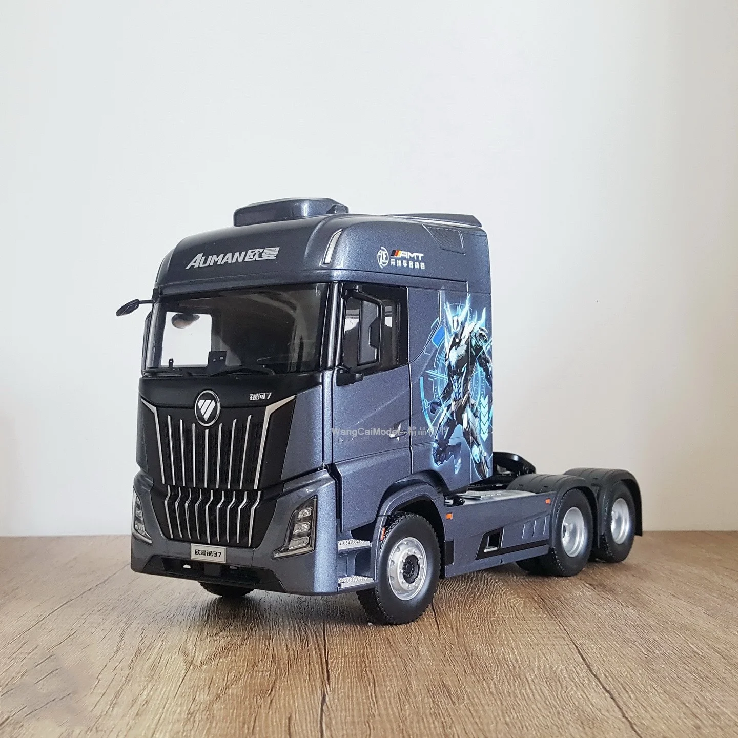 Modelo fundido a presión coleccionable, escala 1:24, Foton Auman Galaxy 7, camión con motor de combustible, vehículos de remolque, modelo de aleación, regalo de negocios