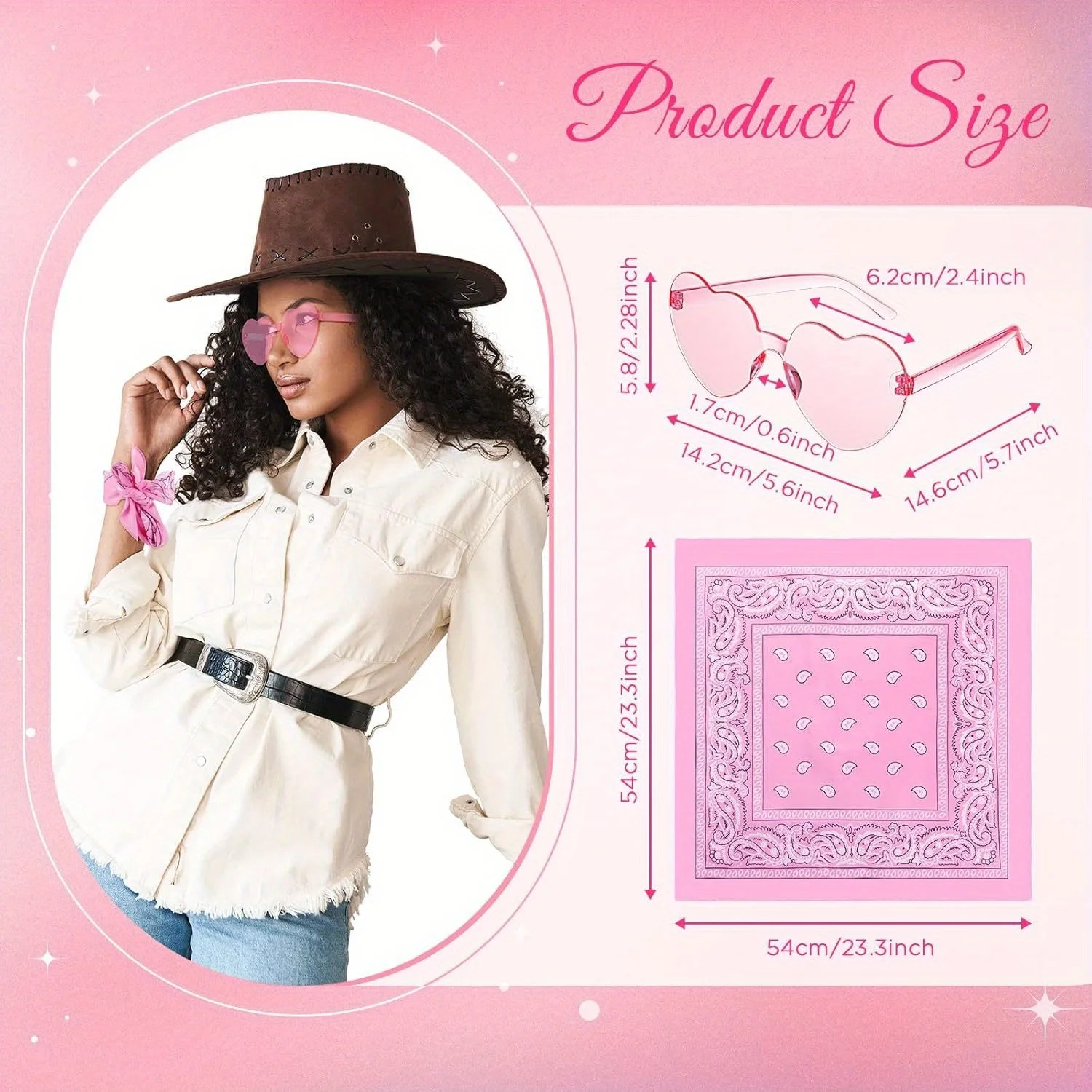 

Набор из 12 аксессуаров для вечеринки в западном стиле: очки в форме сердца, бандана с узором пейсли для женщин, подарки для ковбойши на предложение руки и сердца или свадьбу