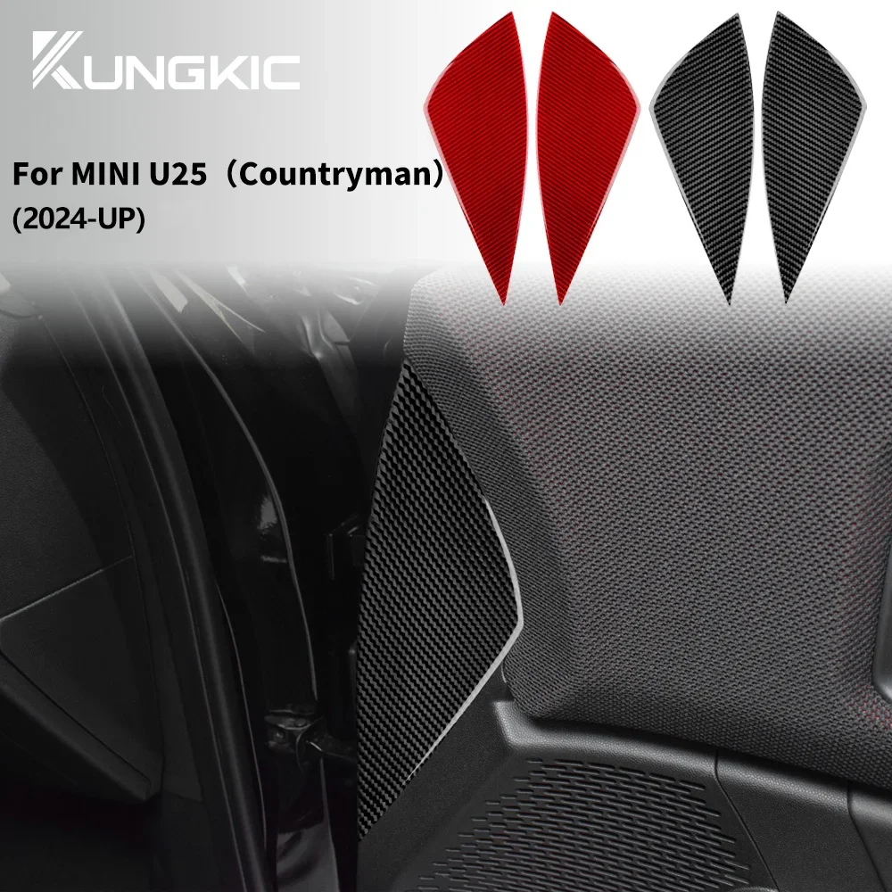 

Car Door Side Panel Cover Interior Trim Soft Carbon Fiber Sticker 2pcs Black Red for Mini Countryman U25 2024 2025