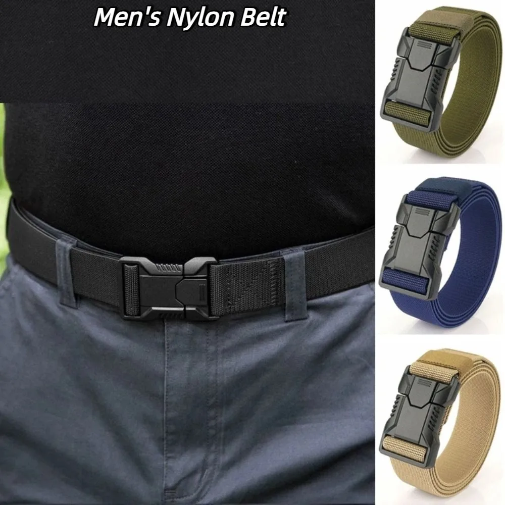 Cinto de náilon masculino com fivela de liga casual ajustável elástico jeans cintura estilo coreano simples cinto de lona esportes