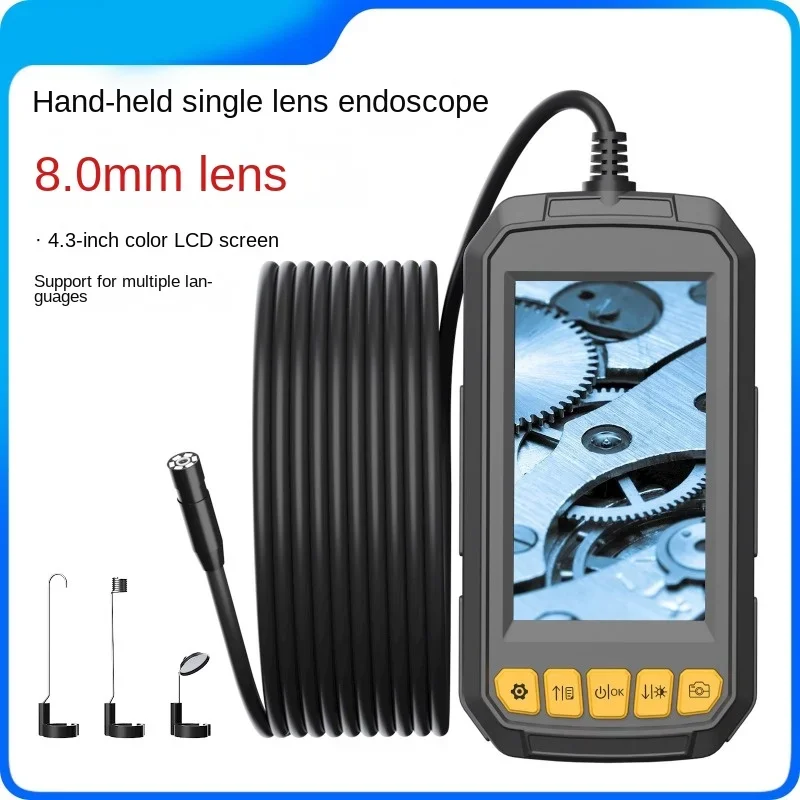 

4,3-дюймовый эндоскоп с большим экраном, 8 мм, многофункциональный, водонепроницаемый (IP67), для промышленного применения, для осмотра труб, инструмент для авторемонта