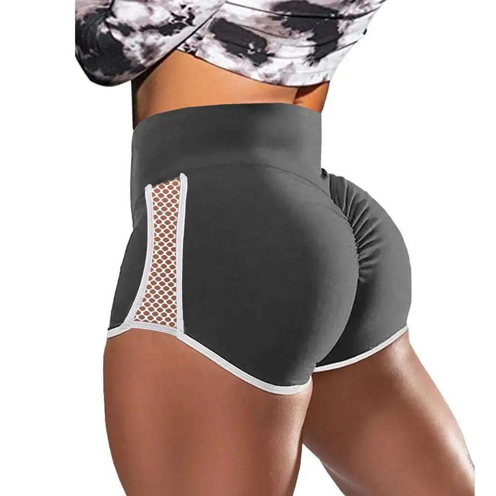 Slim Sports Shorts  Sweat Absorbent Women Sexy Shorts  Hollow Out Patchwork Push Up Shorts