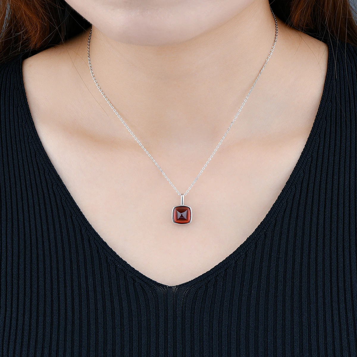 Natural Spessitite Garnet Silver S925 Pendants Rhodium Plated 4.9 Carats Gemstone Women Simple Classic Fine Jewelrys Gifts