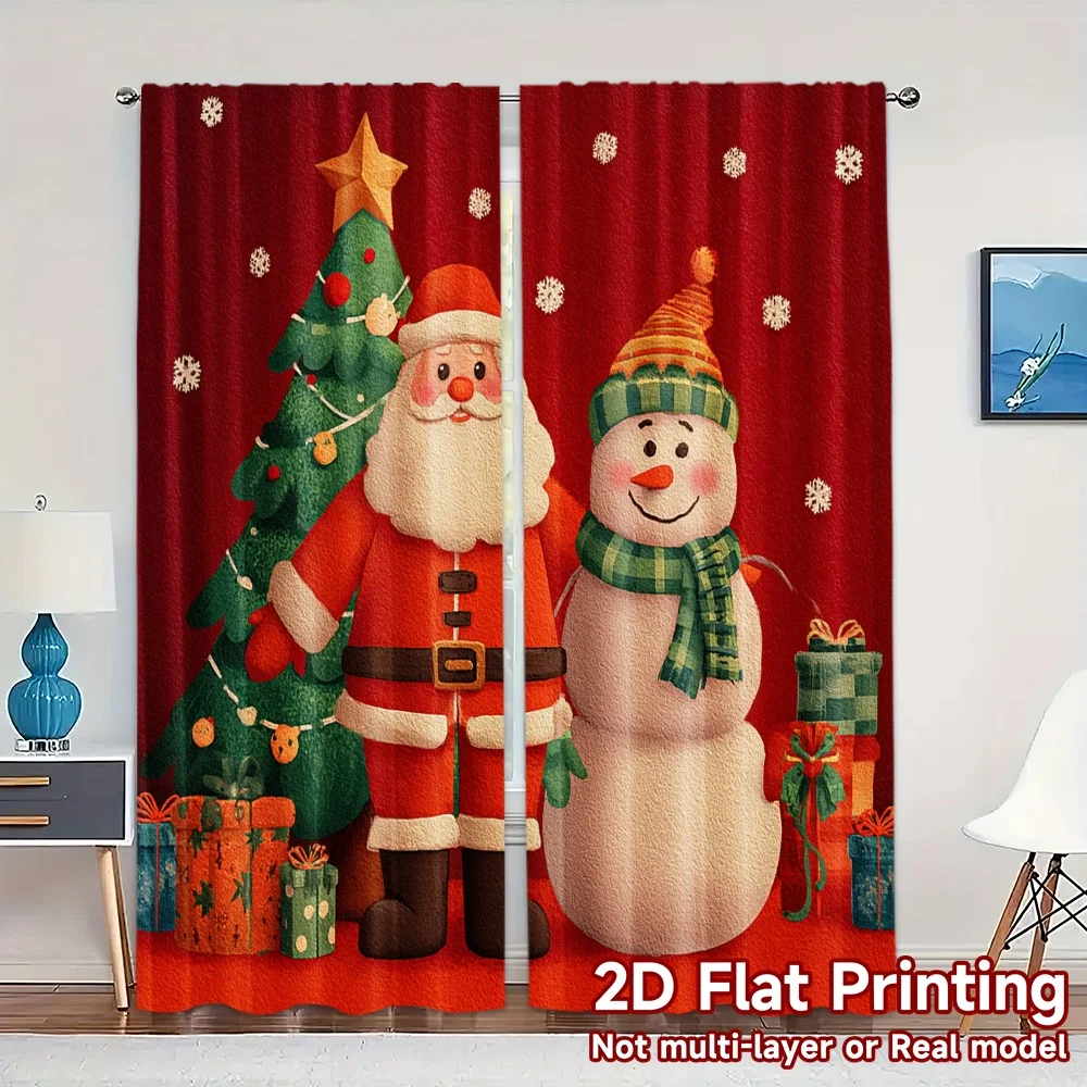 2D Flat Printing,JIT 2pcs, Curtains (Without Rod) Festive Companions Popular Curtain Versatile Fabric Curtains Holiday Perfect