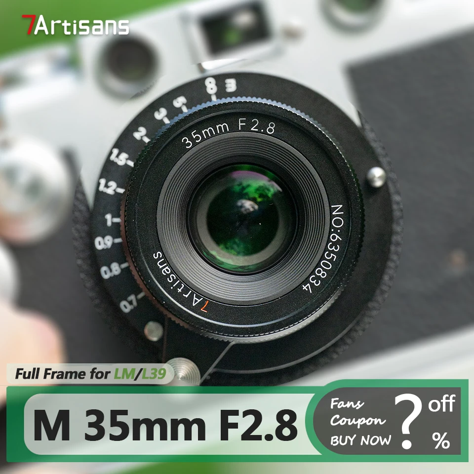 7artisans M 35mm F2.8 Full Frame Standard Prime Mirrorless Camera Lens for Humanties Photography with Leica LM L39-mount