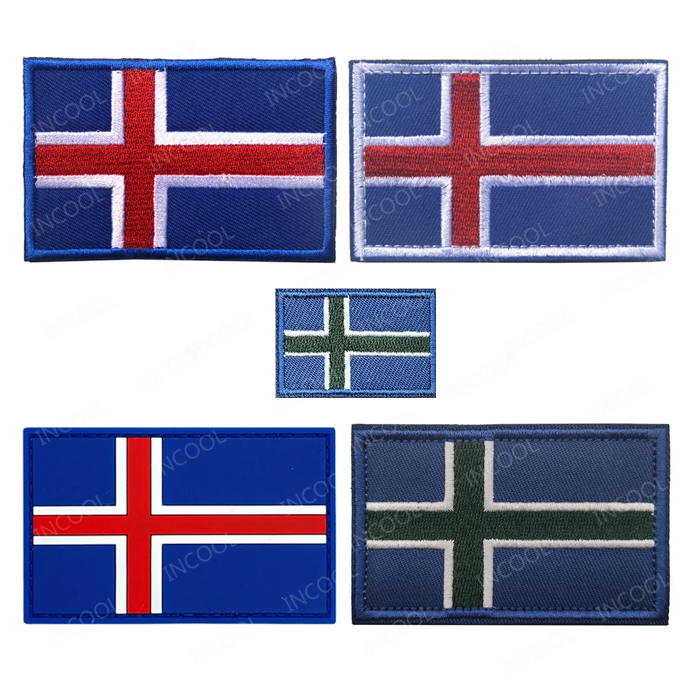 Embroidered Patch Iceland Flag PVC Rubber Icelandic Flags Patches Tactical Appliqued Badge For Clothing Backpack