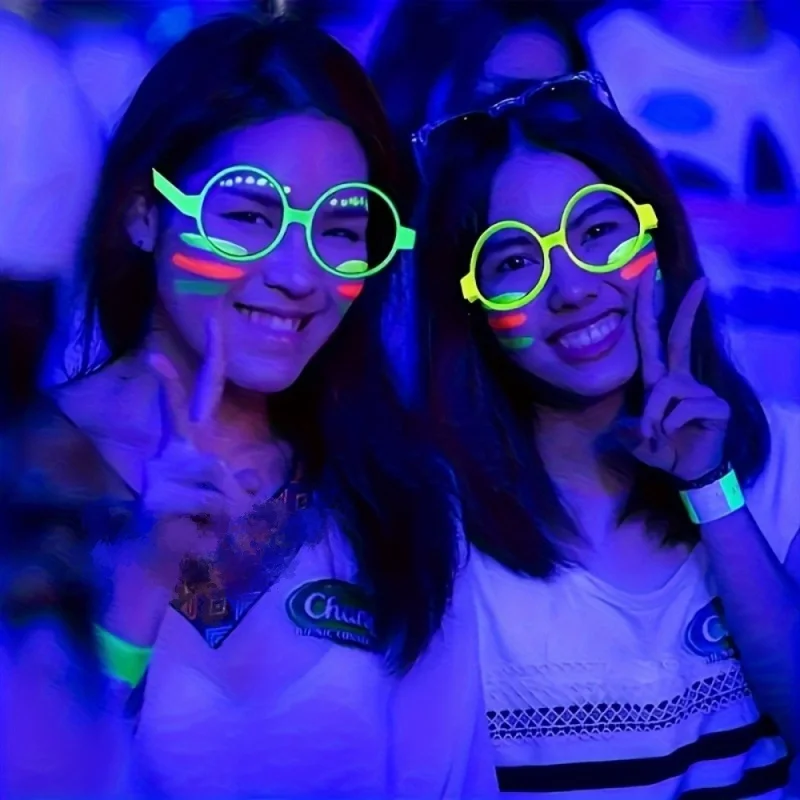 2/24 Stück Leuchtende Neon-Brillen ohne Gläser, Leuchtende Brillengestelle, Partyzubehör für Halloween, Abschlussball, Geburtstagsdekoration, Foto-Requisiten – Detail 14