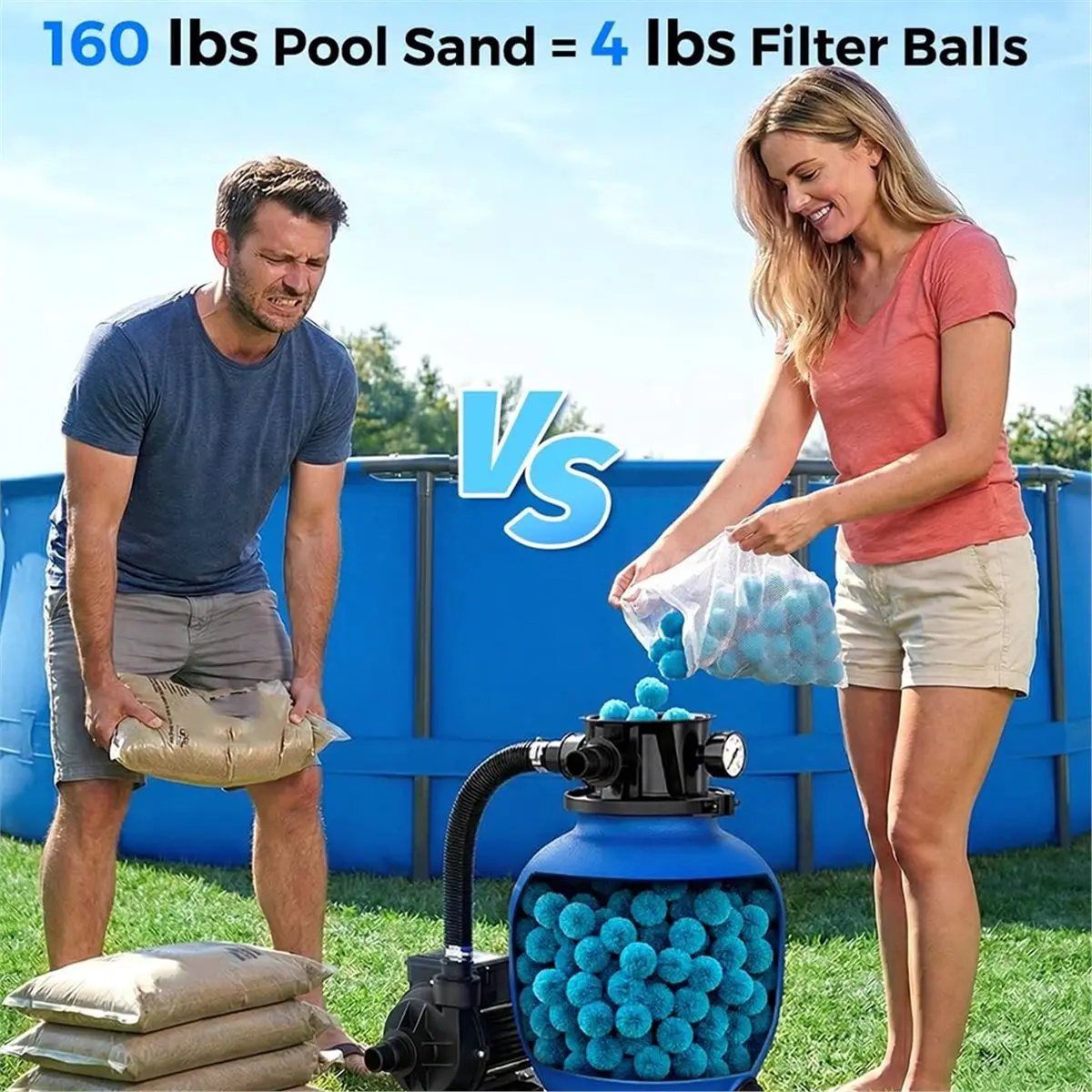 newA10R Pool Filter Balls 4lbs Reusable Pool Balls for Swimming Pool Pump Sand Filter Balls Media, Replace 160lbs Filter Sand