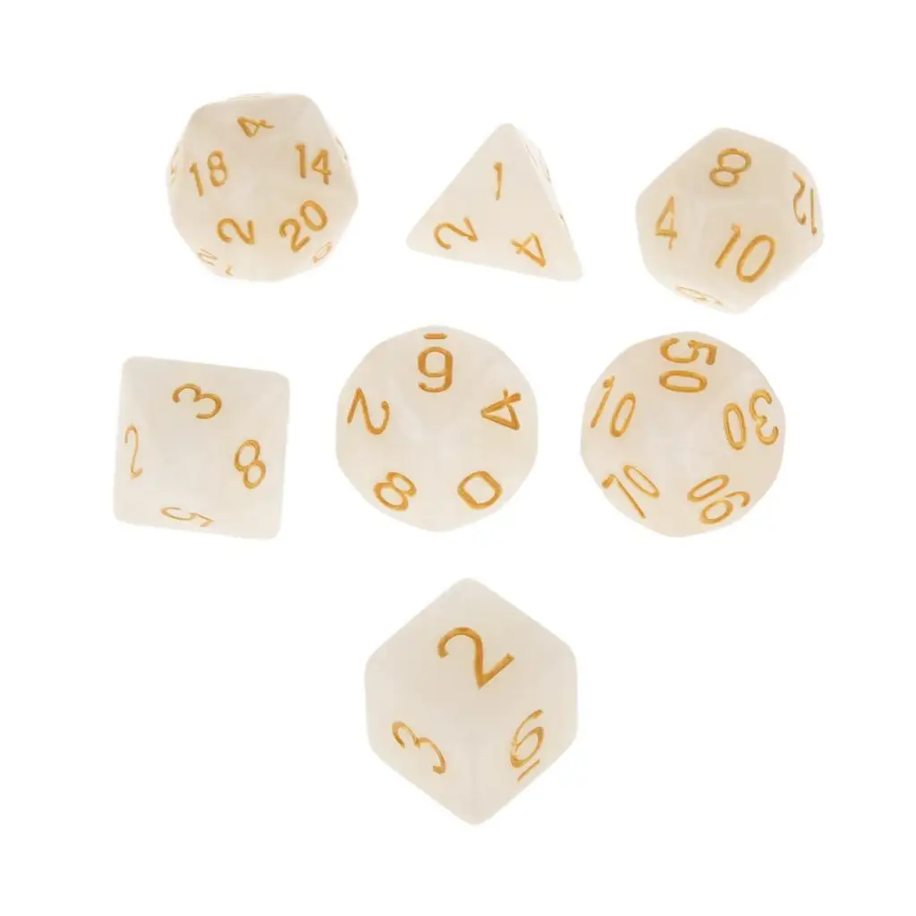 

7pcs TRPG Games Parts D&D Gaming Dices D4-D20 Acrylic Dices 6 Colors Available