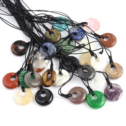 1pc Natural Stone Round Pendant Amethyst Tiger Eye Stone Pendant Charming Women Men Necklace Jewelry Accessories Daily Gifts