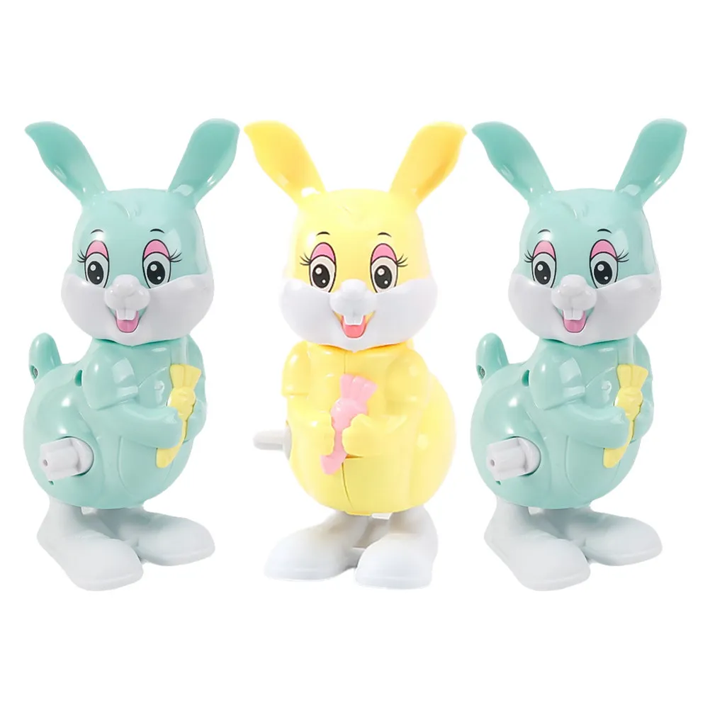 

3Pcs Bunny Clockwork Manual Mechanism Plastic Adornments Realistic Action Coordination Imagination Wind-Up Rabbit Toys