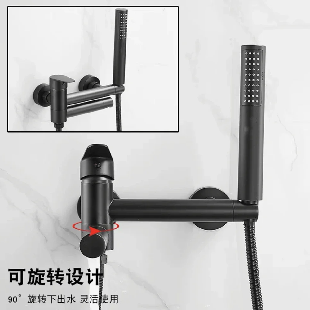 Black Shower Faucet Kit Brass Bathtub Faucet Hot And Cold Shower Head Mixing Tap Bathroom Shower Hand Spray Mixer Triple Valve