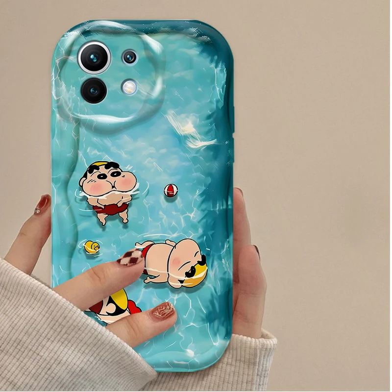 Swim C-Crayon S-ShinChan Case For Xiaomi Mi 12 13 11 Lite 5G 14 13T 14T Pro Poco X7 X6 X5 X3 F7 Ultra F6 F5 NFC F3 M7 M6 Pro 4G view 2