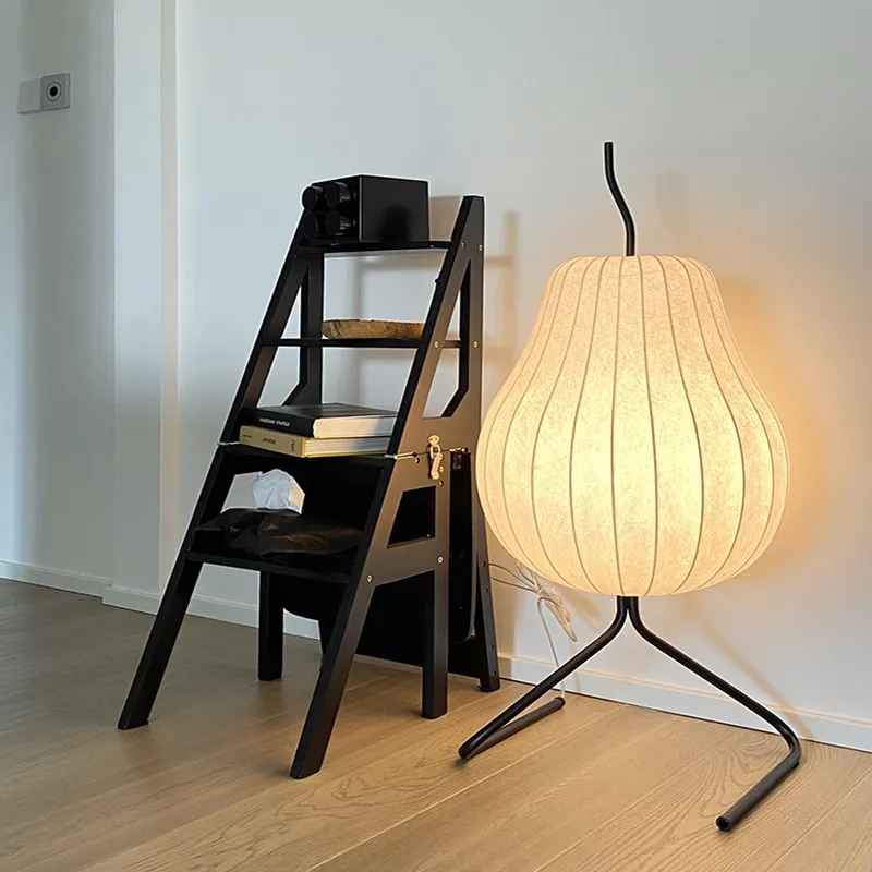 Japanese Silk Floor Lamp Wabi Sabi Living Room Corner Lamp For Vill Bedroom Bedside Shop Decor Creative LED Fabric Floor Lamp