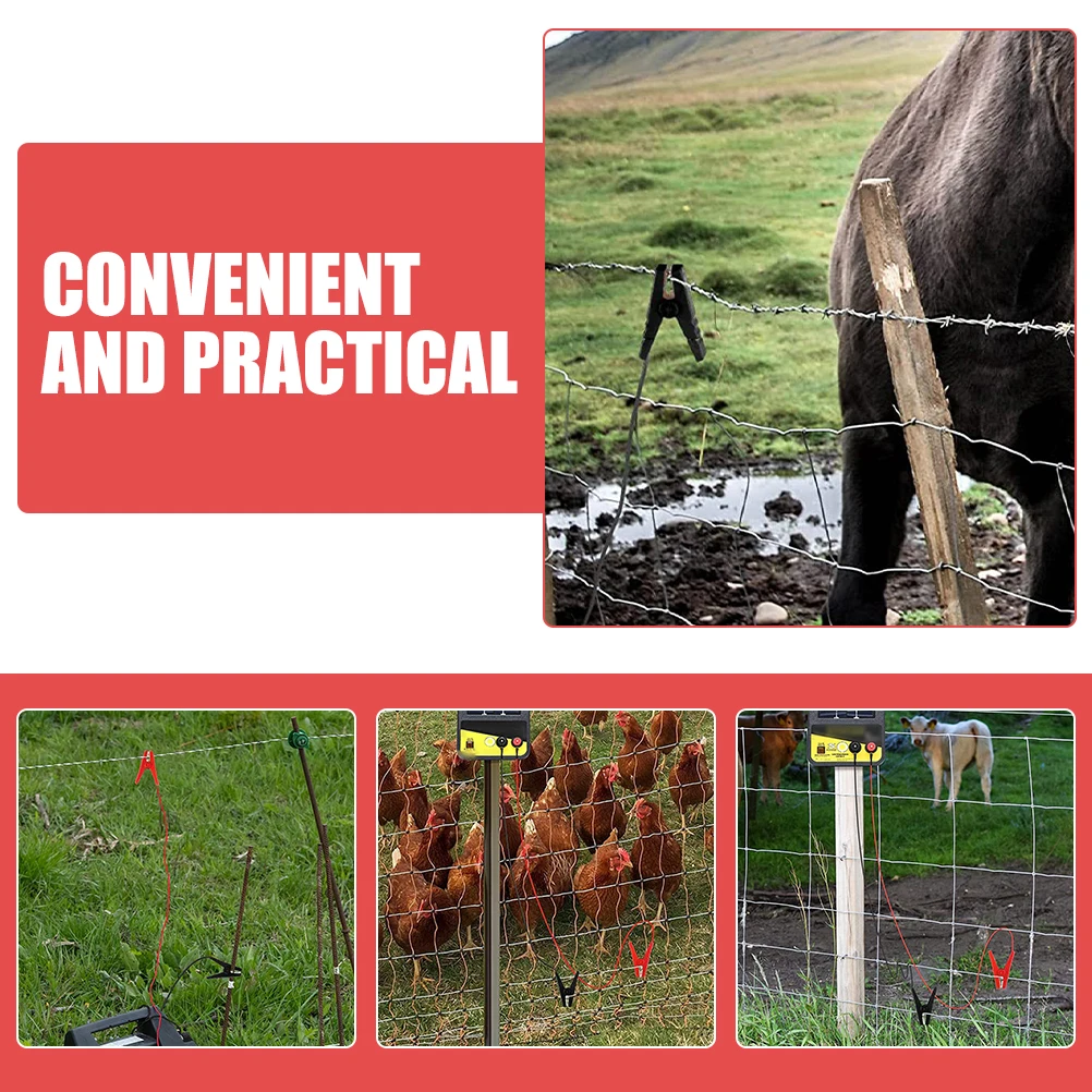 Cavo di collegamento per recinzione elettrica in rame per recinzione solare da 2 pezzi Cavo di collegamento per sistema di recinzione elettrica per fattoria rossa nera