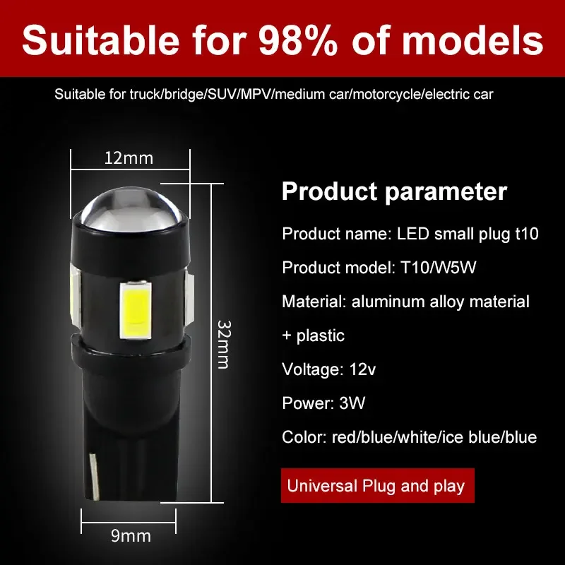 10pcs Canbus W5W T10 LED Bulb for Volvo XC60 XC90 S60 V70 S80 S40 V40 V50 XC70 V60 Car Interior Light Dome Trunk Parking Lights