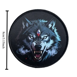 Parche táctico cabeza de lobo con gancho y bucle para mochila
