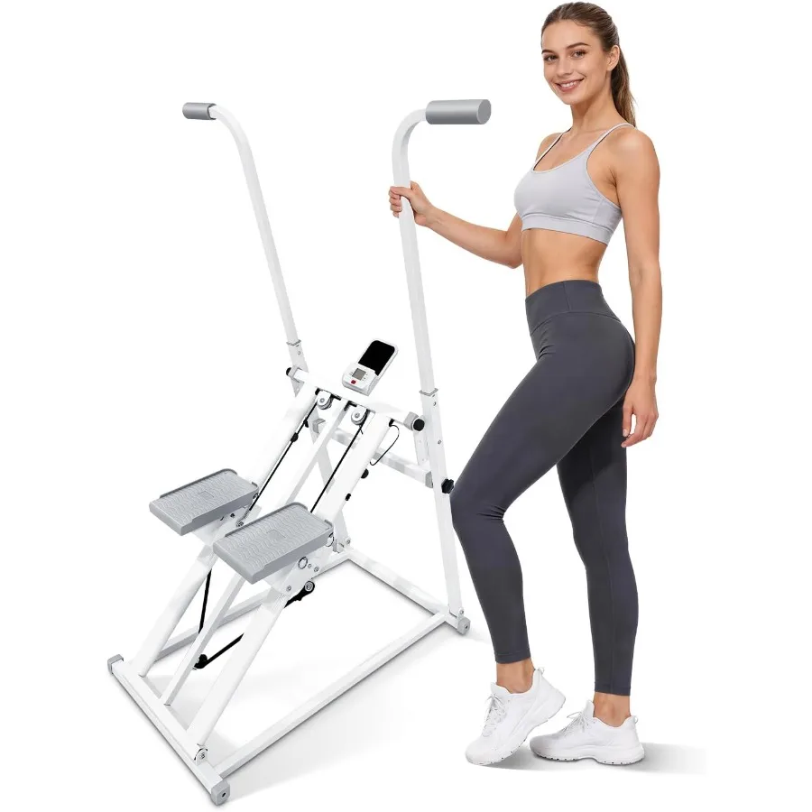 Foldable Stair Stepper Machine with Handles - Adjustable Stepper for Home Cardio, Low Impact Workout Equipment for Legs, Glutes