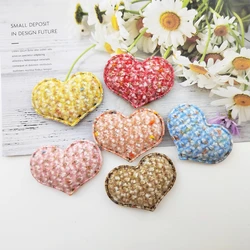 48Pcs/Lot 40*32mm Padded Plush Patches Heart Applique for Handmade Clothes Hat Sewing Supplies DIY Hairpin Hair Band Accessories