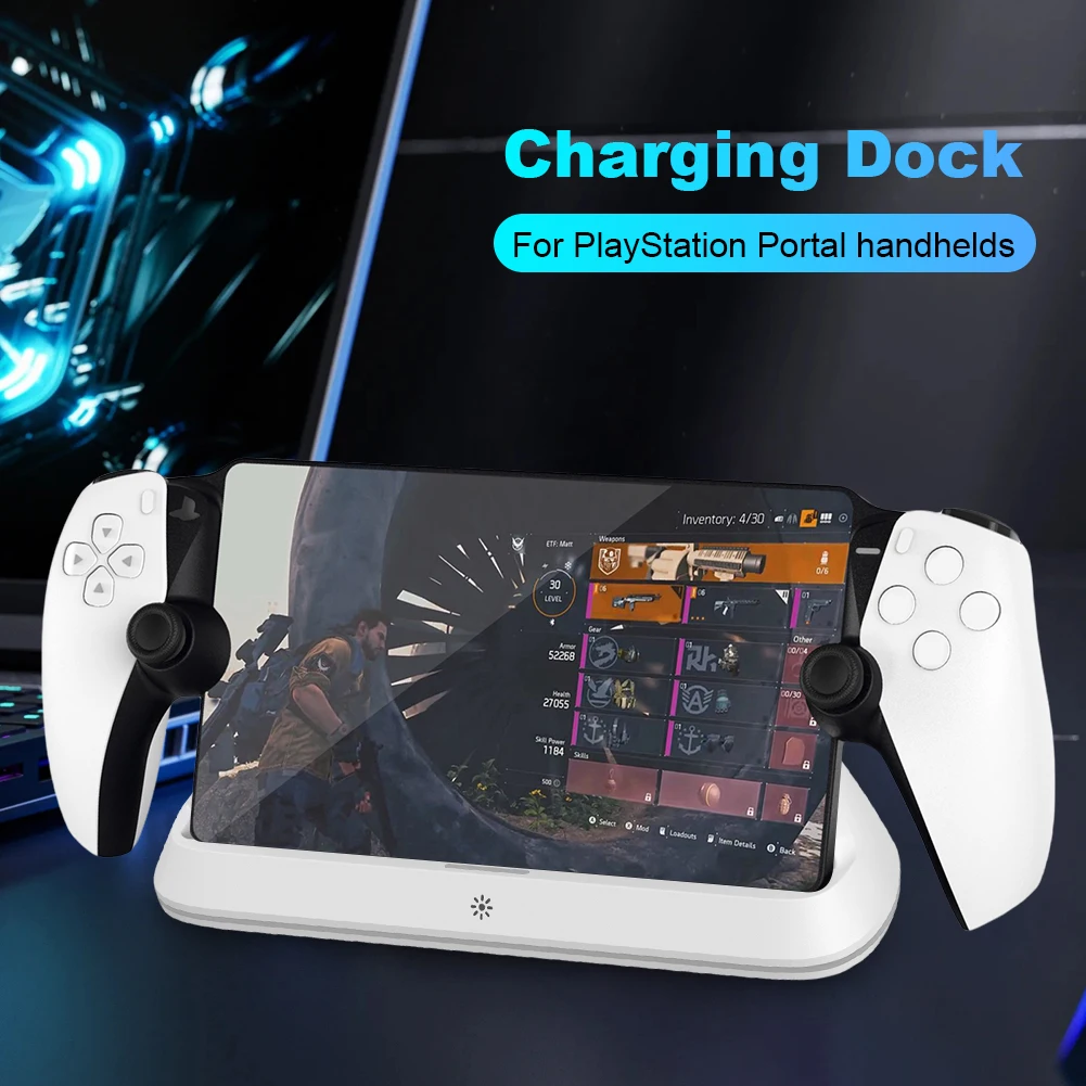 Charging Dock Station 7 RGB Light Modes Console Charger Stand Base Holder for PlayStation Portal for PS5 Portal Remote Player