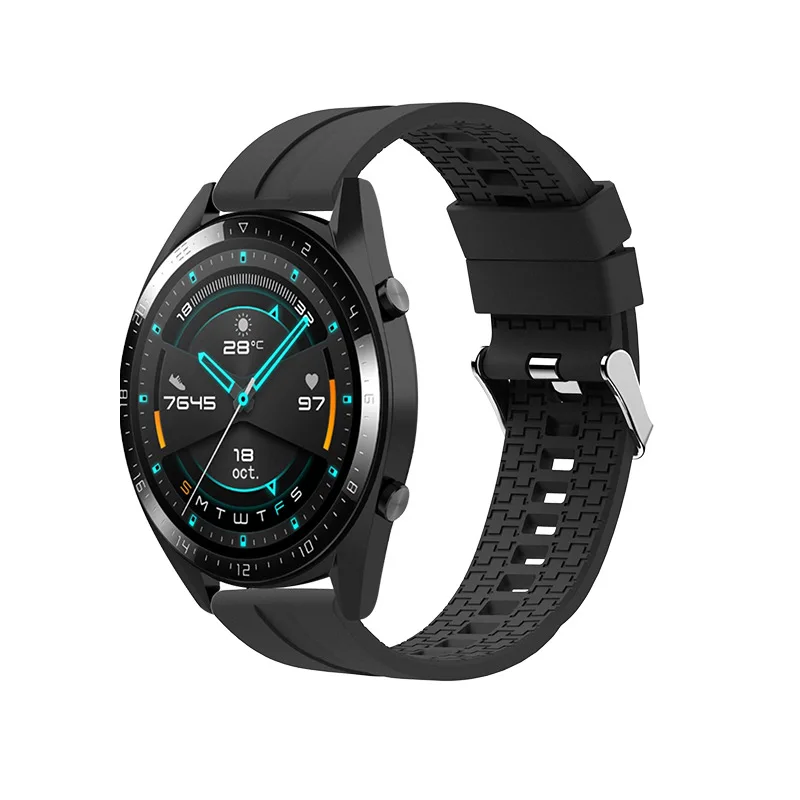 Huawei GT2 42mm 팔찌에 대 한 20mm 유니버설 스포츠 실리콘 스트랩 삼성 갤럭시 시계 활성 2 40/44mm 교체 시계 밴드에 대 한