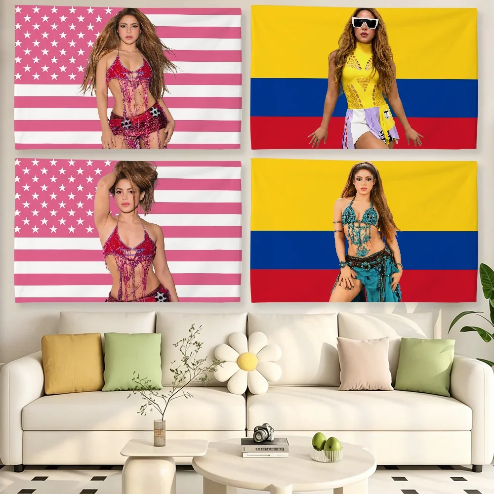 S-Shakira American Flag Decorative Home Objects Custom Flags for Bedrooms Tapestry Bed Room Decoration Y2k Wall Art Advertising