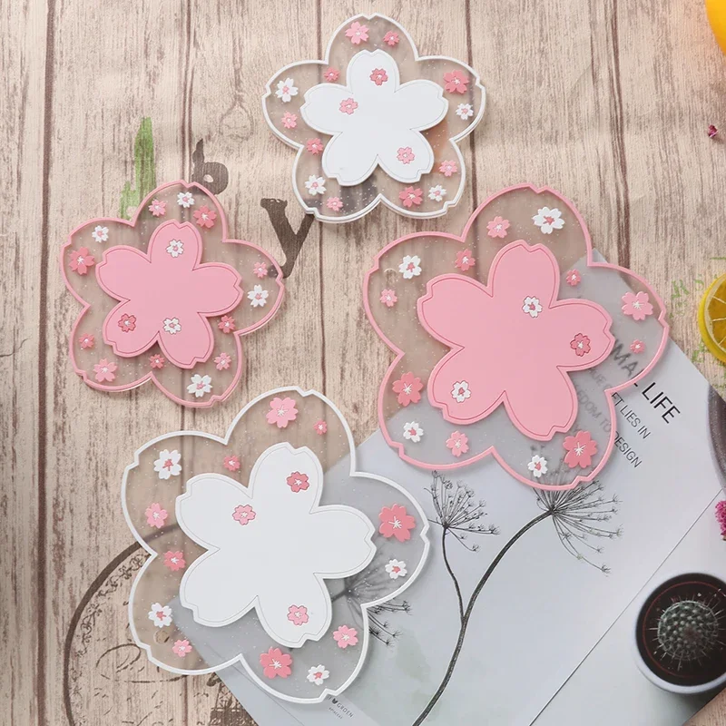 Cherry Blossom Heat Insulation Pad Dining Table Mat Anti-skid Cup pads Non-slip Coaster Kitchen Accessories Coasters Table Mat