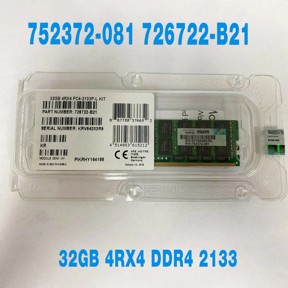 

1PCS 32GB 4RX4 DDR4 2133 ECC LRDIMM For HP Server RAM 774175-001 774174-001 752372-081 726722-B21