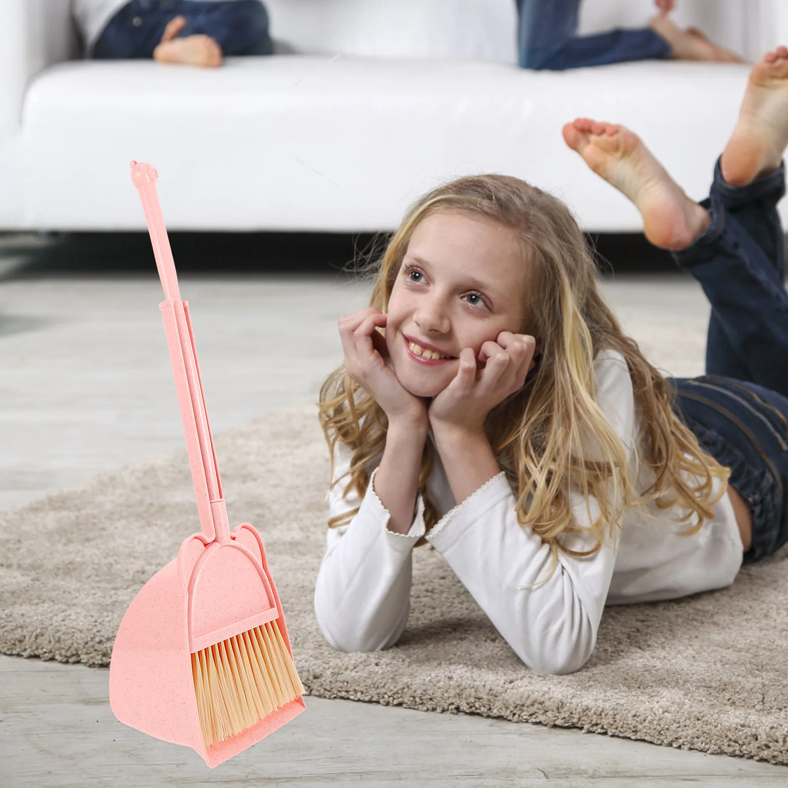Mini Broom Dustpan Set for Kids Child Kitchen Cleaning Tools Toys Toddler Play Plastic Lightweight Storage Bright