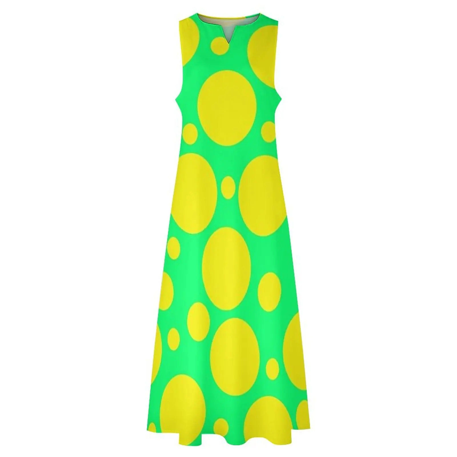Polka Dots in Lime Green and Yellow Long Dress dress for women chic and elegant woman dress