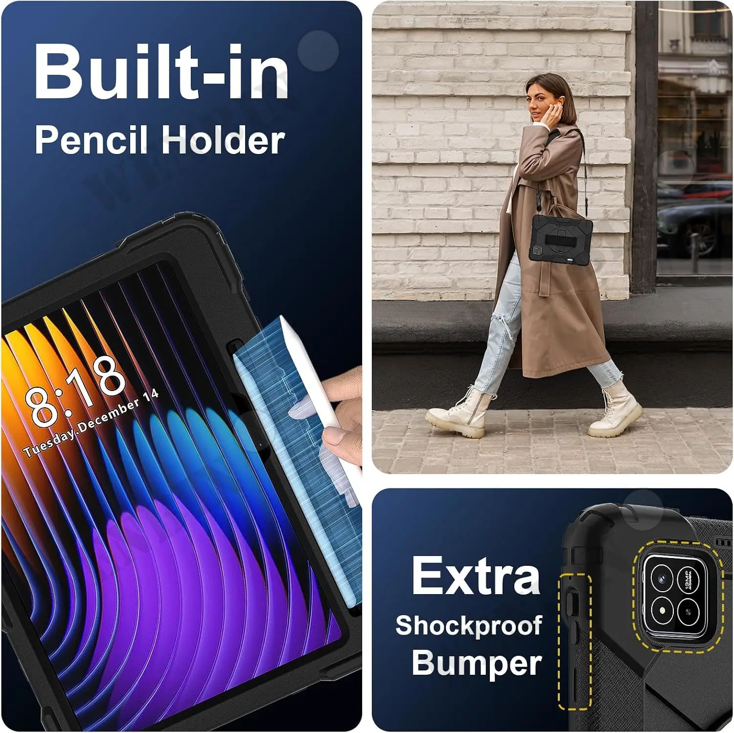 Case For Xiaomi Pad 7 / 7 Pro / 8 / 8 Pro Heavy Duty Rotating Shockproof Stand Hand Shoulder Strap