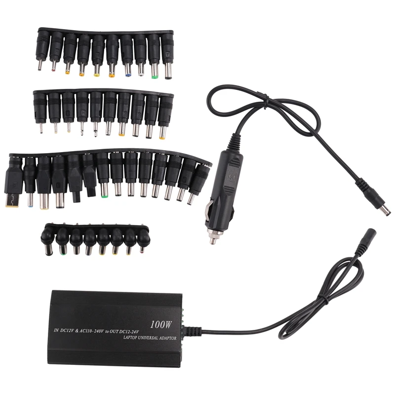 

New Universal 5V-24V AC Power Adapter Adjustable Car Home Charger USB5V Power Supply 100W 5A Laptop with 34Pcs DC Connector