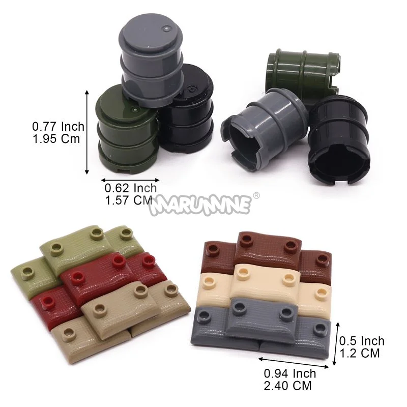 Blocos de Construção de Armas Militares, Peças Sandbag, Tambor Explosivo, Bricks Swat DIY, Kit Modelo, Brinquedos Acessórios