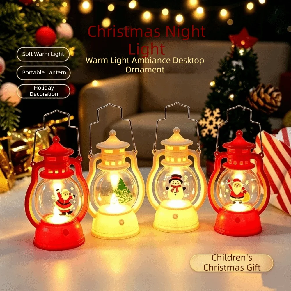 Creative Santa Claus Christmas Lantern Snowman Durable Christmas Wind Lamp Elk Glowing Desktop Christmas Lamp Table Ornaments