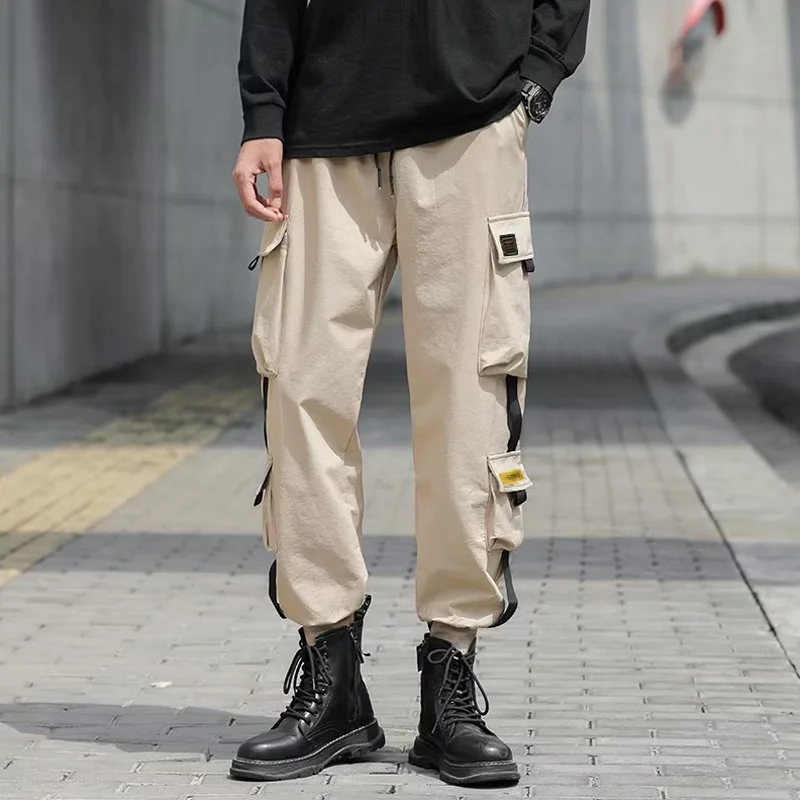 

Men's Spring Summer Multi-Pocket Cargo Pants Loose Tapered Joggers Youth High Street Casual Streetwear Trendy Long