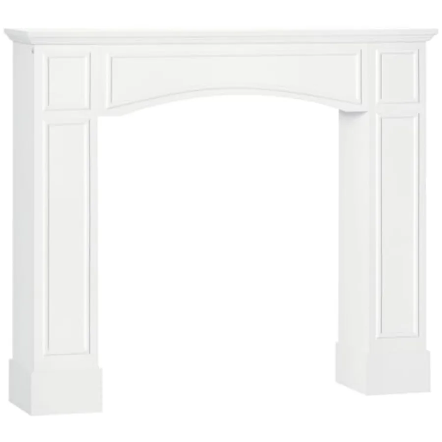 ขอบเตาผิงสมัยใหม่พร้อมลวดลายตกแต่ง ภายในกว้าง 29 นิ้ว สีขาว