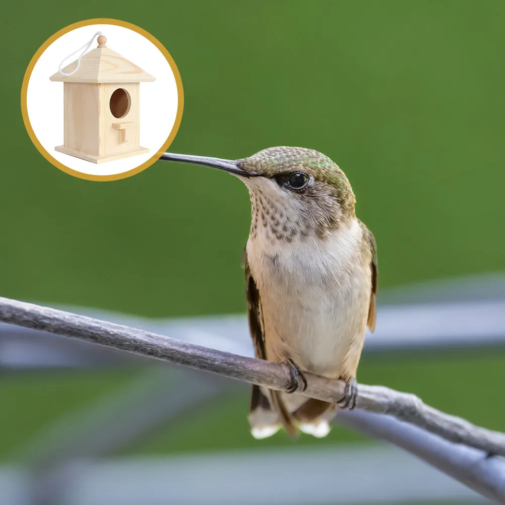 Wooden Bird Feeder Hanging Nest Box Garden Durable Safe for Parakeet Budgie Cockatiel Parrot Outdoor Bird Home